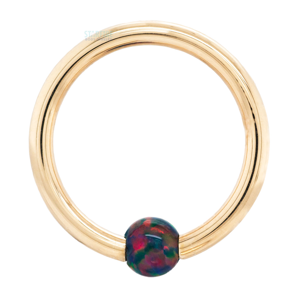 Captive Bead Ring (CBR) in Gold with Black Multi Opal Captive Bead