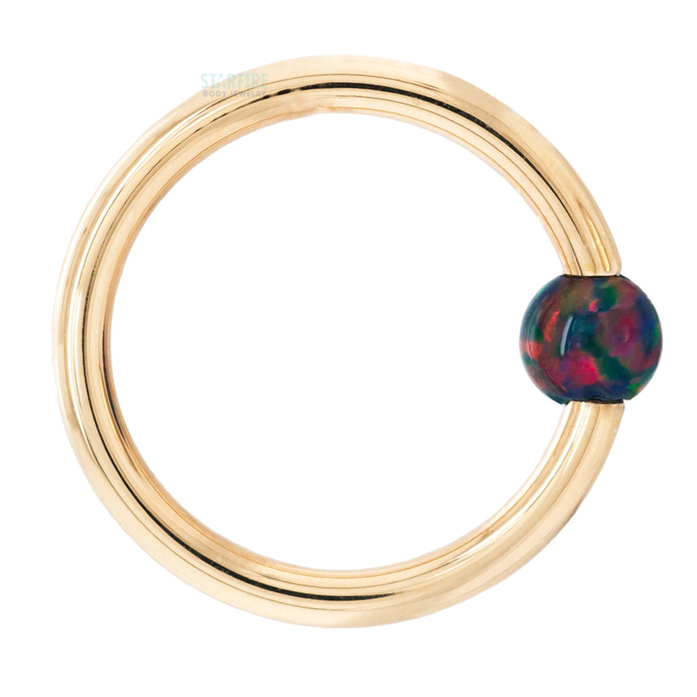 Captive Bead Ring (CBR) in Gold with Black Multi Opal Captive Bead