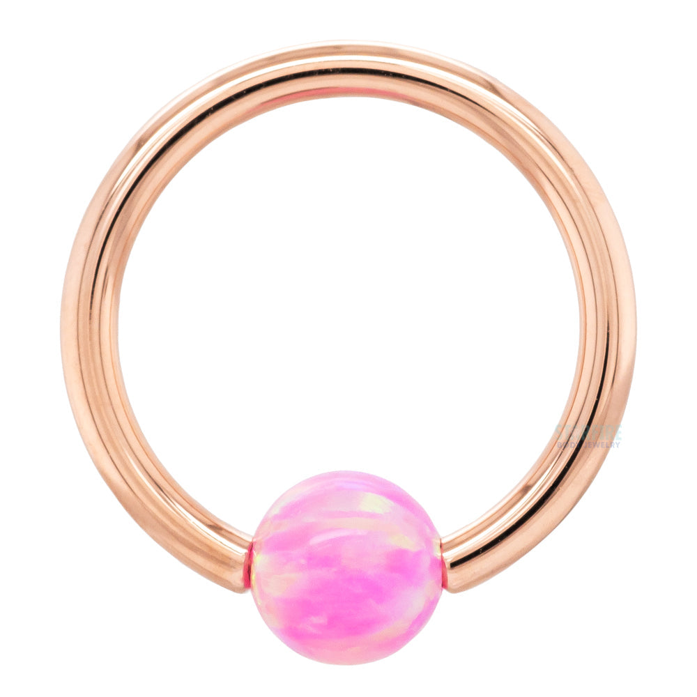Captive Bead Ring (CBR) in Gold with Pink Opal Captive Bead