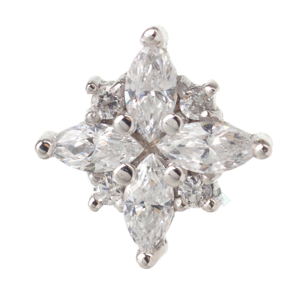 "Pleades" Threaded End in Gold with White CZ's