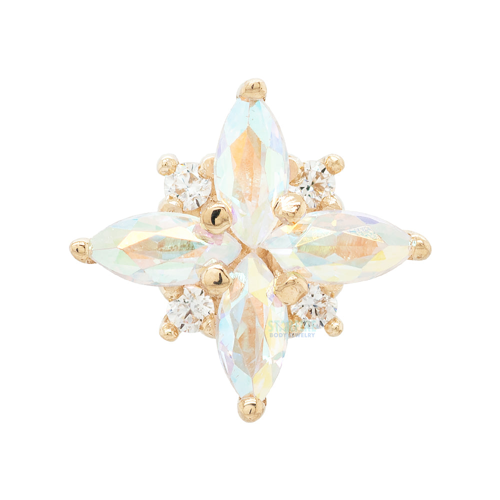 "Mini Pleades" Threaded End in Gold with Mercury Mist Topaz & White Sapphire