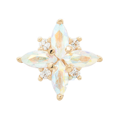 "Mini Pleades" Threaded End in Gold with Mercury Mist Topaz & White Sapphire