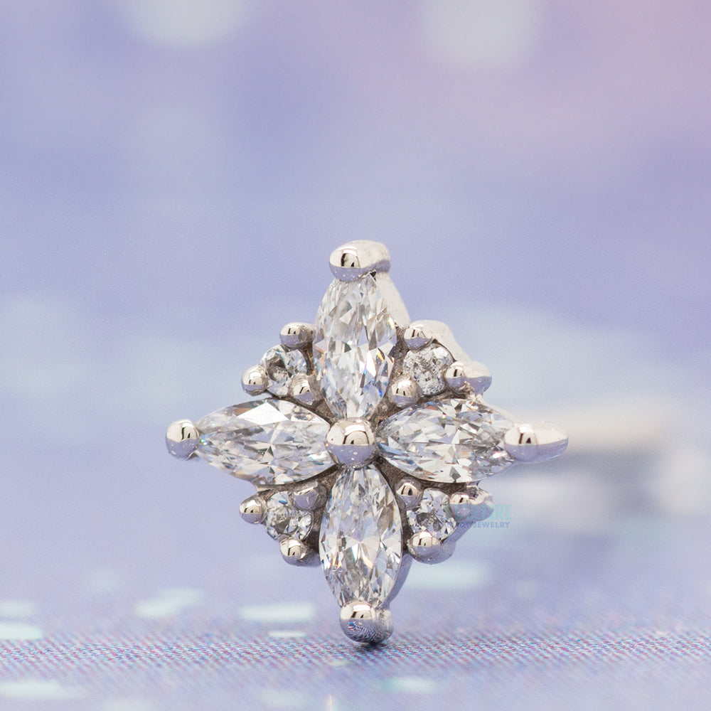 "Pleades" Nostril Screw in Gold with White CZ's
