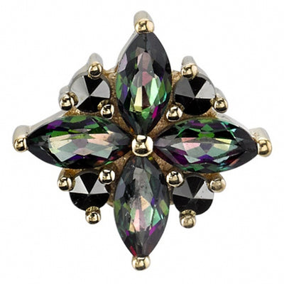 "Pleades" Threaded End in Gold with Mystic Topaz & Marcasite