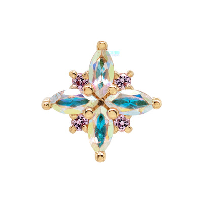"Mini Pleades" Threaded End in Gold with Mercury Mist Topaz & Light Pink Sapphires