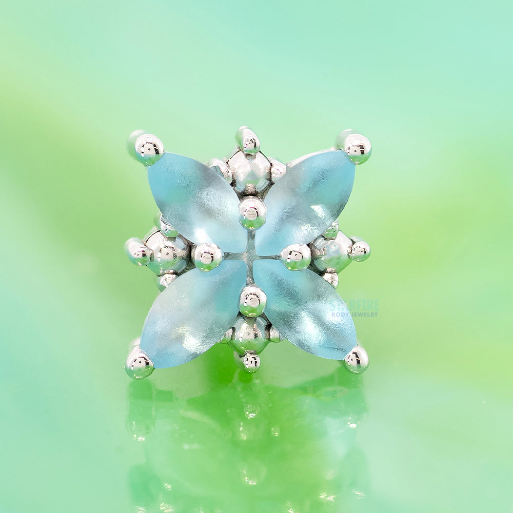 "Pleades" Threaded End in Gold & Platinum with Sandblasted Swiss Blue Topaz & Gold Beads
