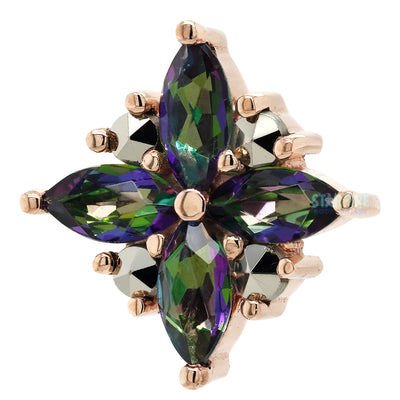 "Pleades" Threaded End in Gold with Mystic Topaz & Marcasite
