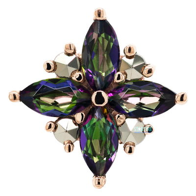 "Pleades" Threaded End in Gold with Mystic Topaz & Marcasite