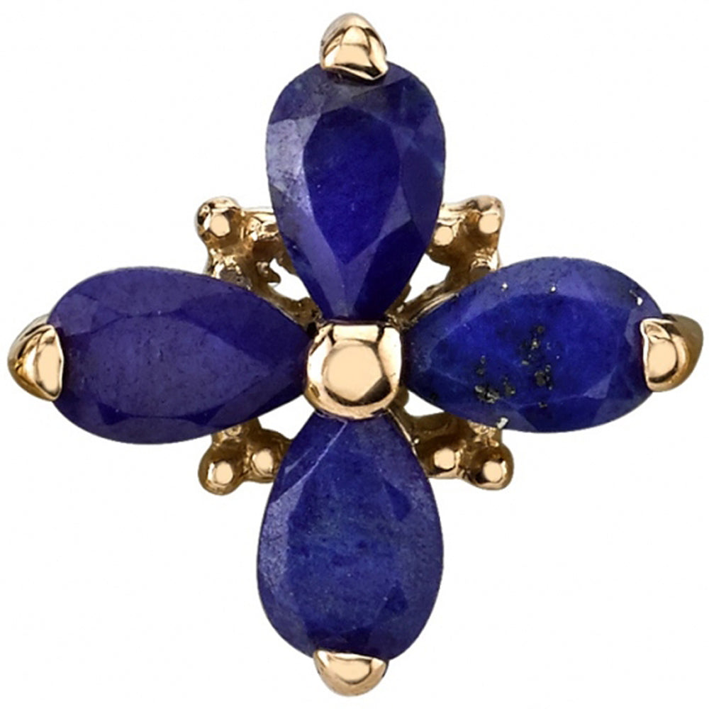 Points In Pear "Pleades" Threaded End in Gold & Platinum with Faceted Lapis