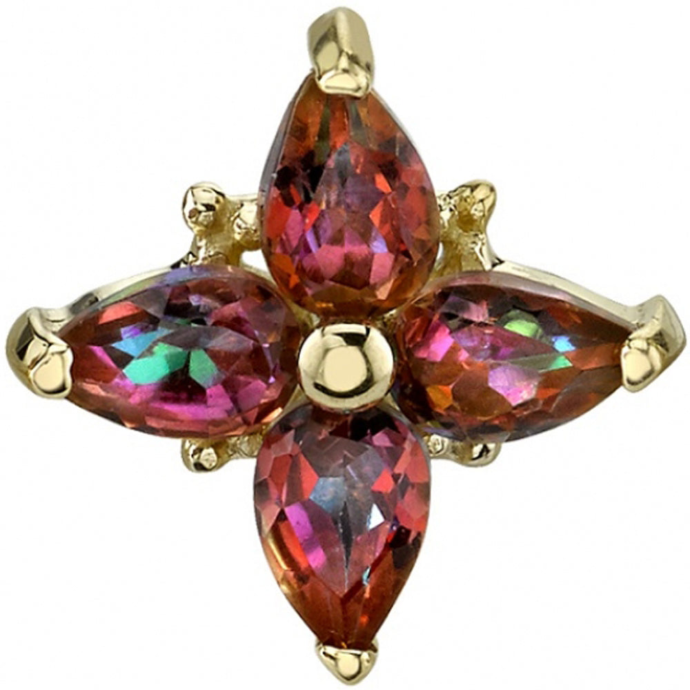 Points Out Pear "Pleades" Threaded End in Gold & Platinum with Anastasia Topaz