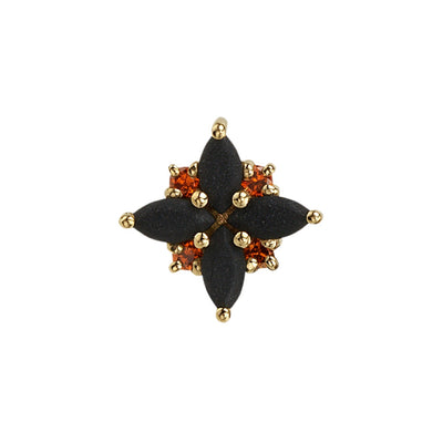 "Tiny Pleades" Threaded End in Gold & Platinum with Sandblasted Onyx & Orange Cognac Diamonds