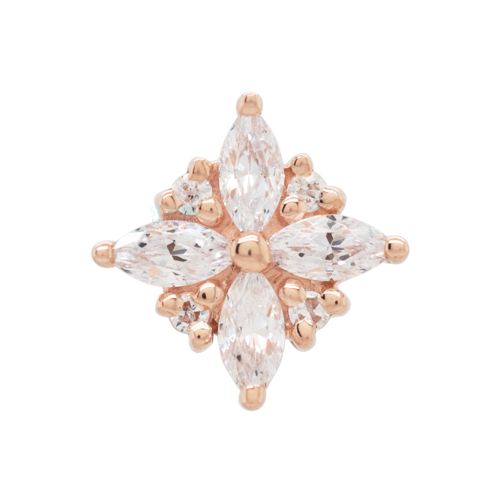 "Pleades" Threaded End in Gold with White CZ's