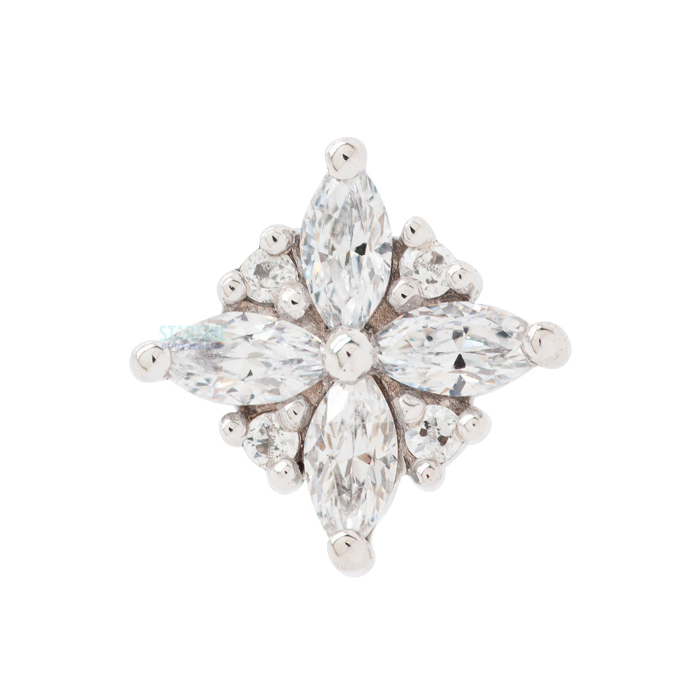 "Pleades" Threaded End in Gold with White CZ's