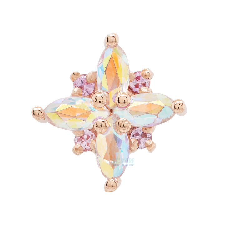 "Mini Pleades" Threaded End in Gold with Mercury Mist Topaz & Light Pink Sapphires