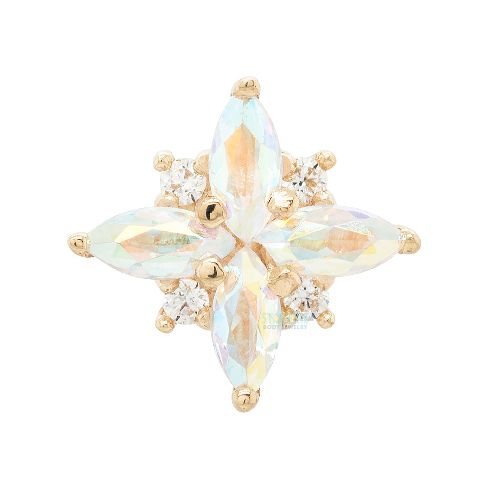 "Pleades" Threaded End in Gold with Mercury Mist Topaz' & White CZ's