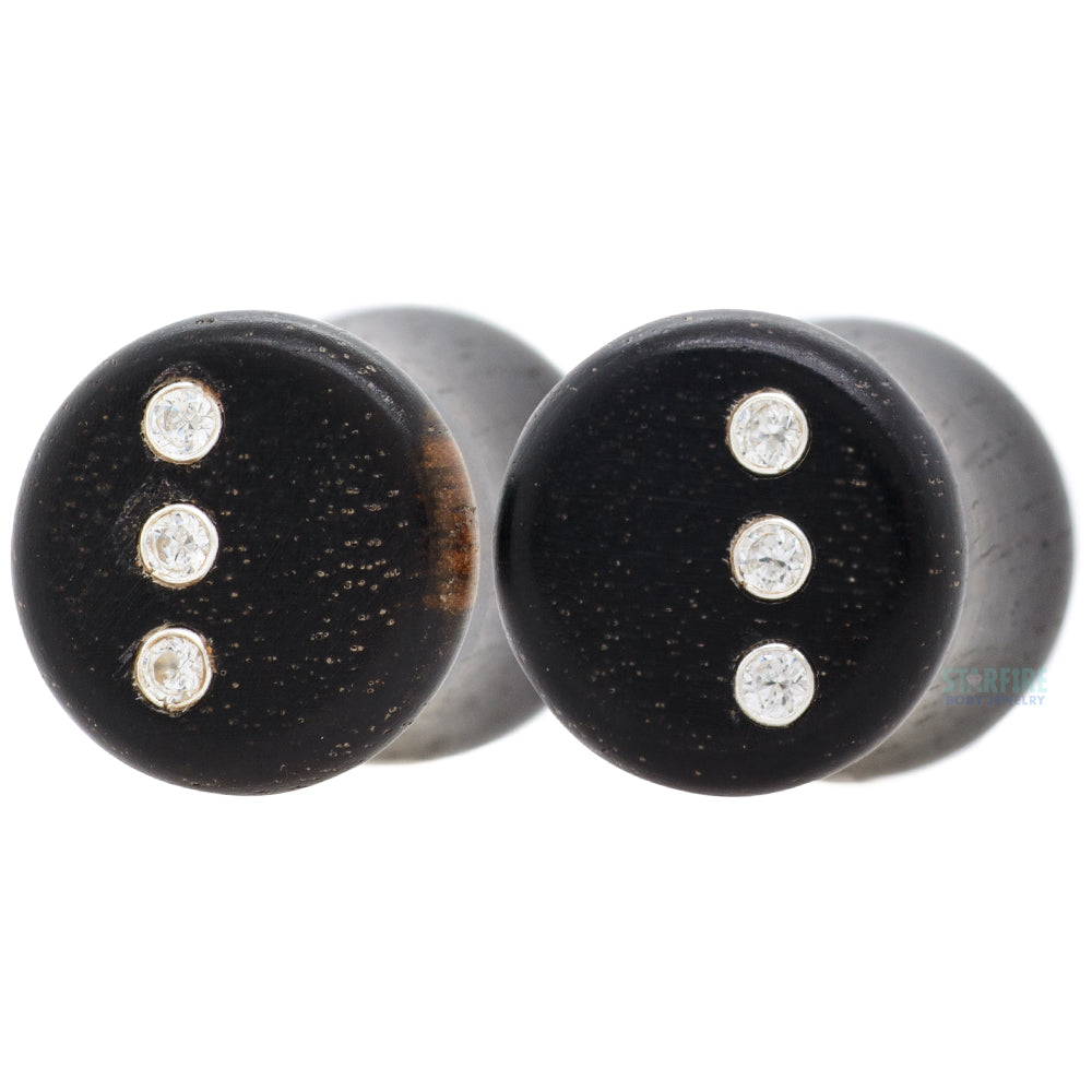 "Rider" Wood Plugs with CZ Inlays