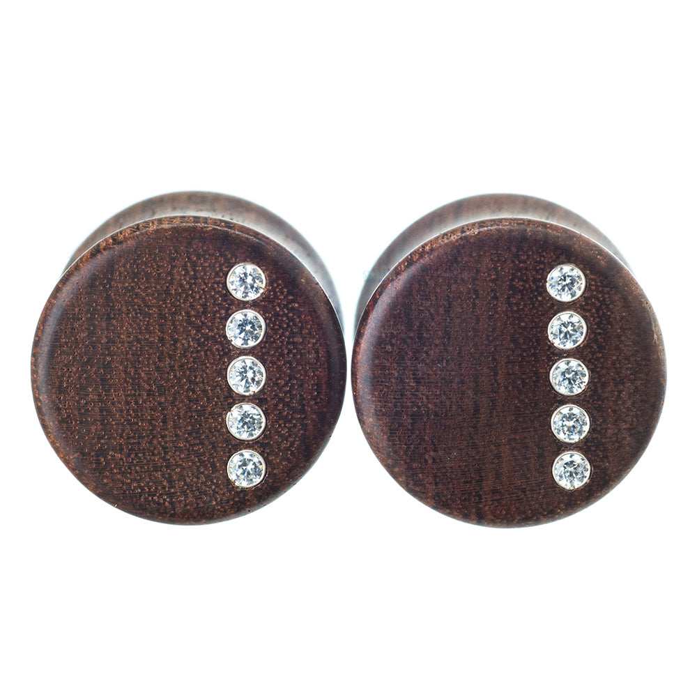 "Rider" Wood Plugs with CZ Inlays