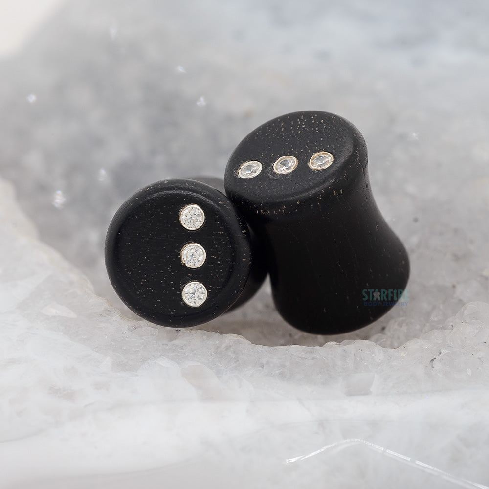 "Rider" Wood Plugs with CZ Inlays
