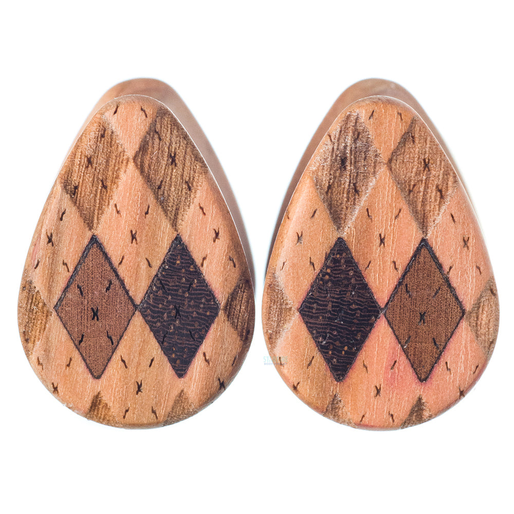 Argyle Wood Teardrop Plugs