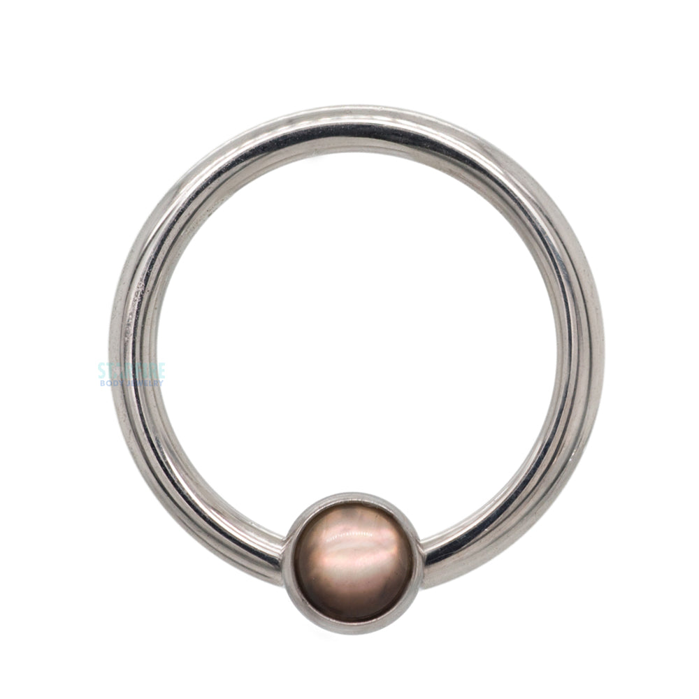 Captive Bead Ring (CBR) with Bezel-Set Natural Stone