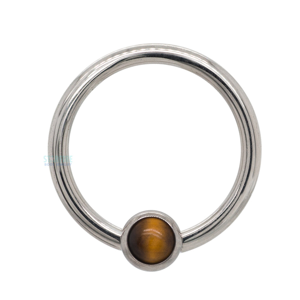 Captive Bead Ring (CBR) with Bezel-Set Natural Stone