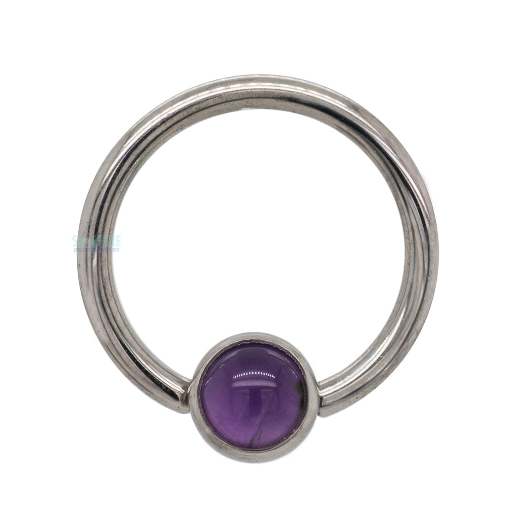 Captive Bead Ring (CBR) with Bezel-Set Natural Stone