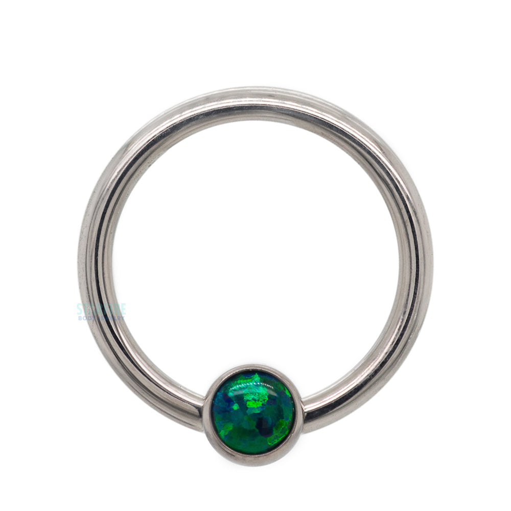 Captive Bead Ring (CBR) with Bezel-Set Opal