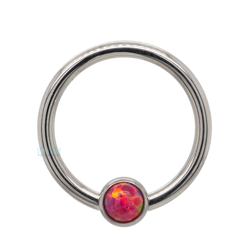 Captive Bead Ring (CBR) with Bezel-Set Opal
