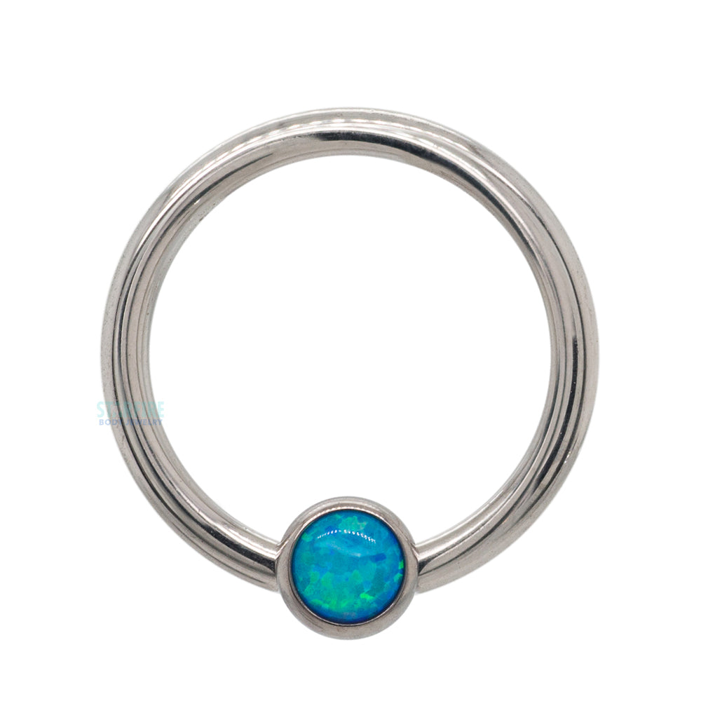 Captive Bead Ring (CBR) with Bezel-Set Opal