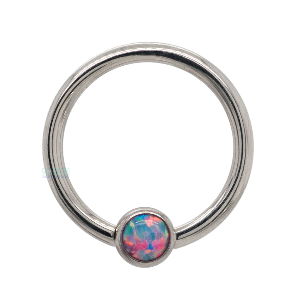 Captive Bead Ring (CBR) with Bezel-Set Opal