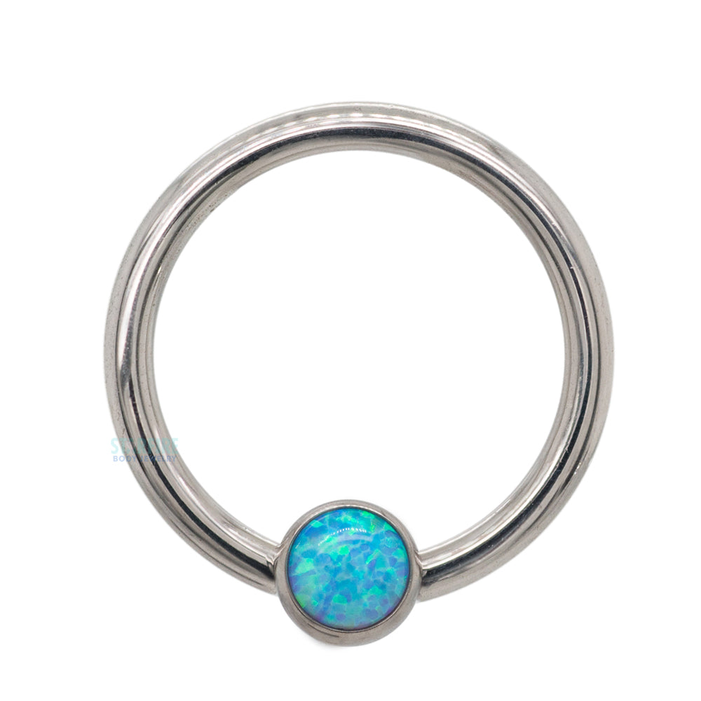 Captive Bead Ring (CBR) with Bezel-Set Opal