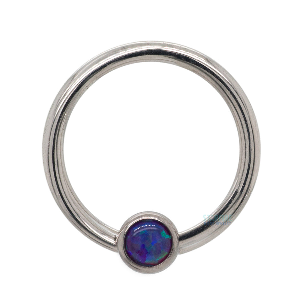 Captive Bead Ring (CBR) with Bezel-Set Opal