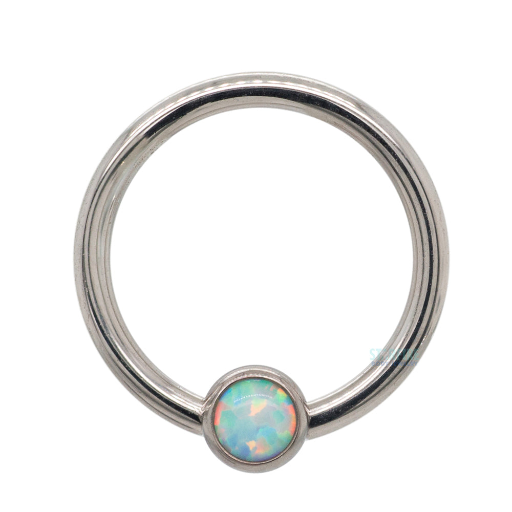 Captive Bead Ring (CBR) with Bezel-Set Opal