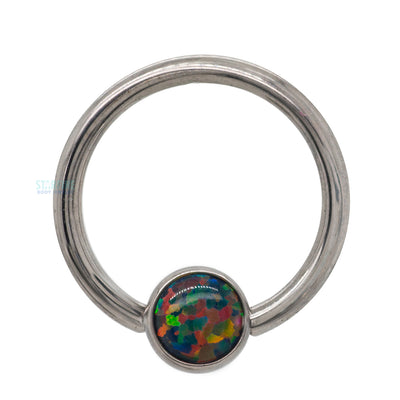 Captive Bead Ring (CBR) with Bezel-Set Opal