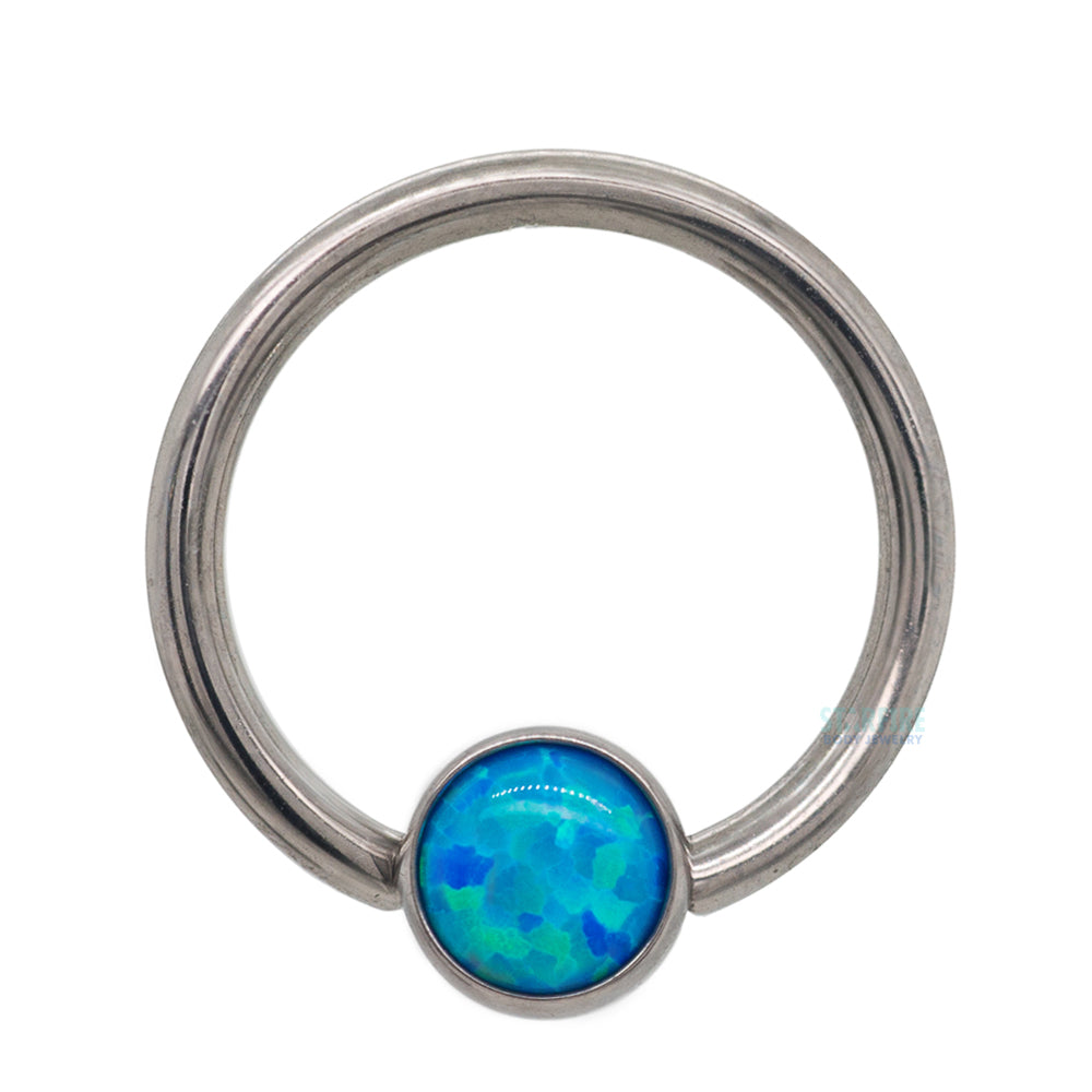 Captive Bead Ring (CBR) with Bezel-Set Opal
