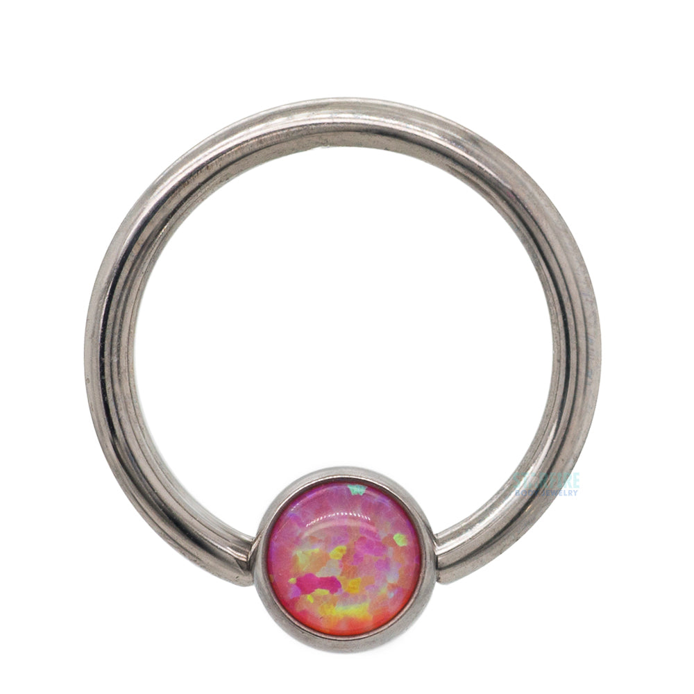 Captive Bead Ring (CBR) with Bezel-Set Opal