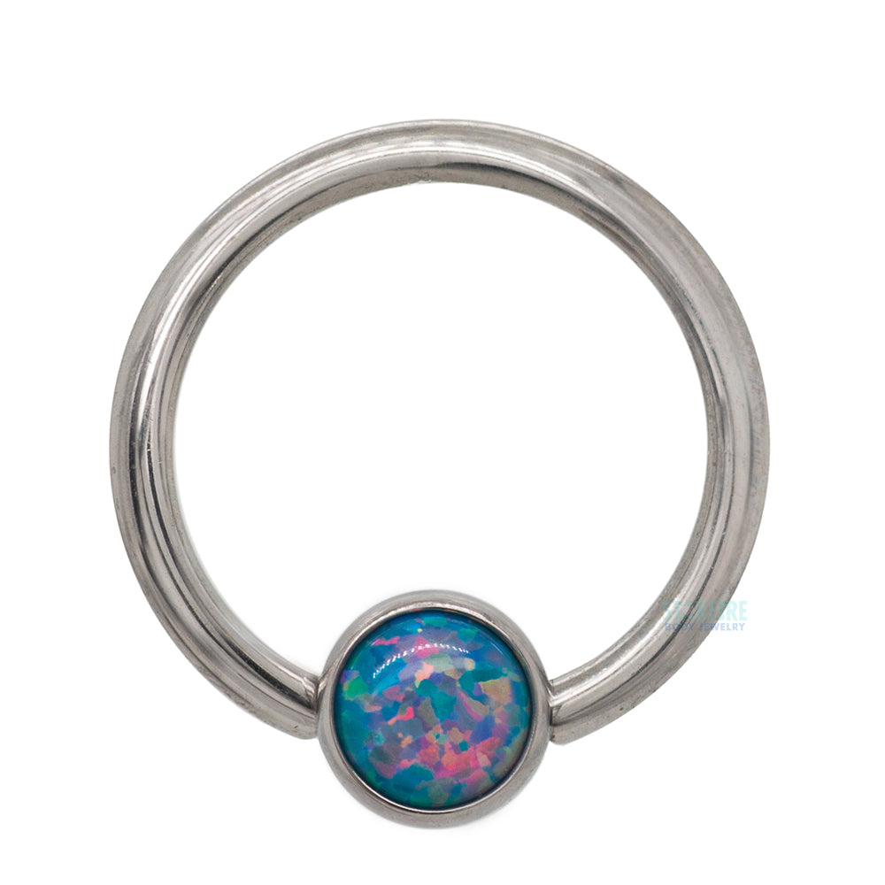 Captive Bead Ring (CBR) with Bezel-Set Opal