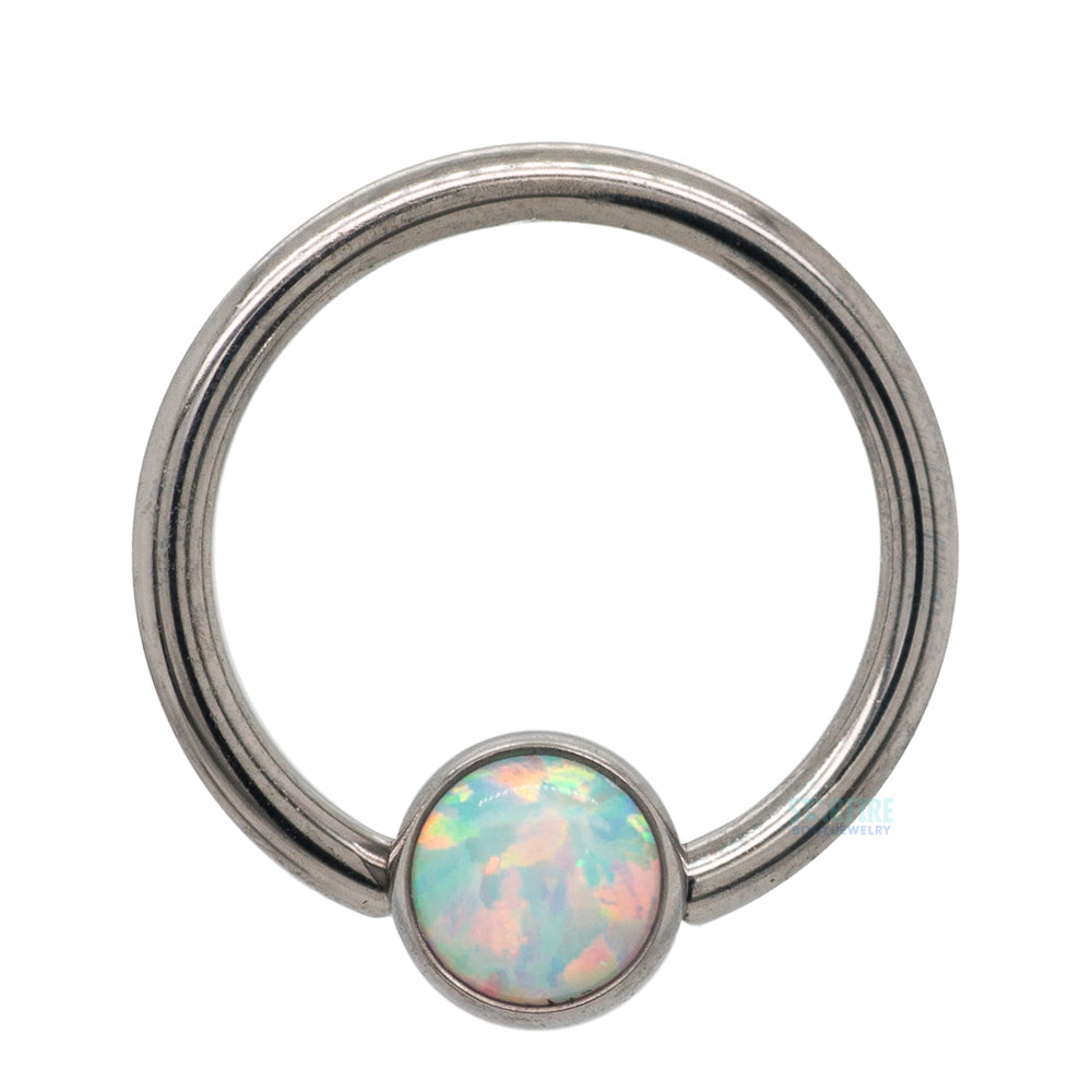 Captive Bead Ring (CBR) with Bezel-Set Opal