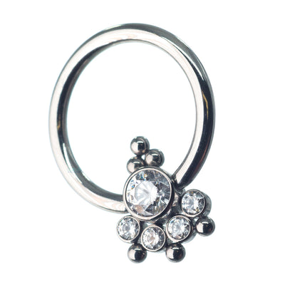 6HC-6 'Haute Couture' Faceted Gem Captive Bead Ring (CBR)
