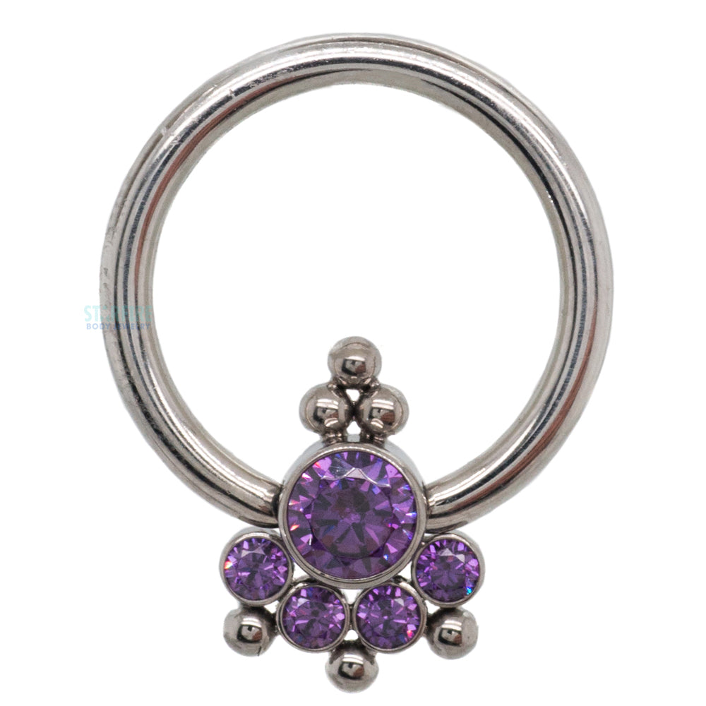 6HC-6 'Haute Couture' Faceted Gem Captive Bead Ring (CBR)