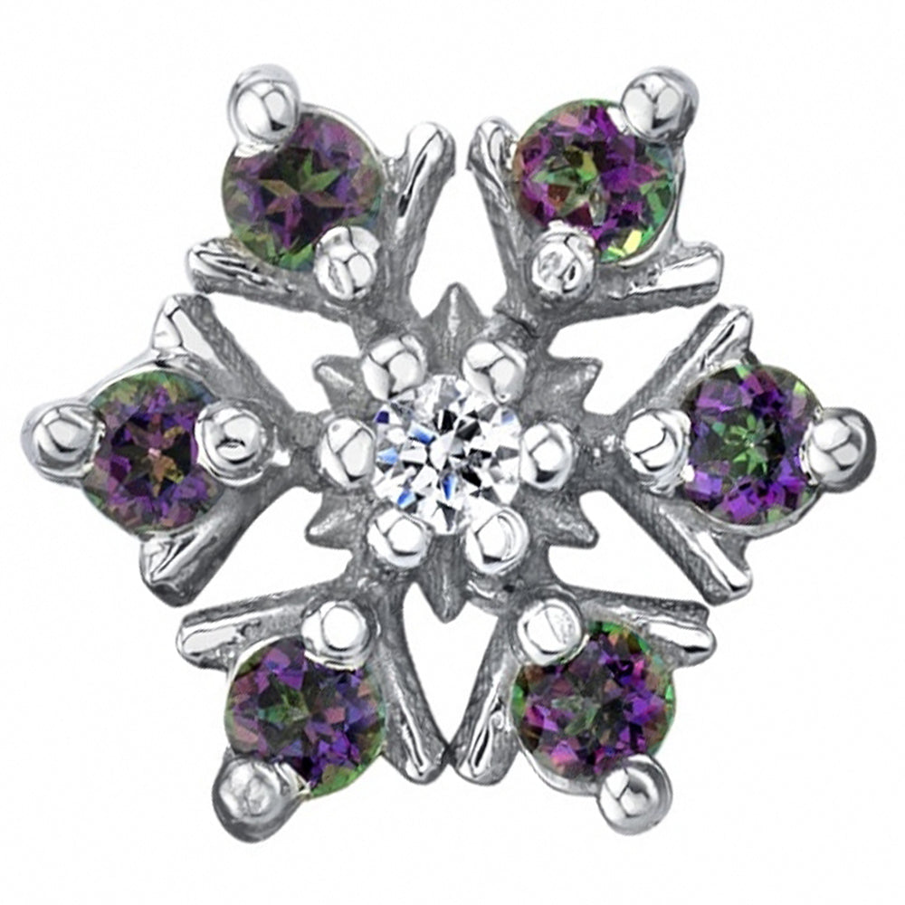 Alice Snowflake Threaded End in Gold with Mystic Topaz & Diamond