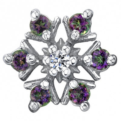 Alice Snowflake Threaded End in Gold with Mystic Topaz & Diamond