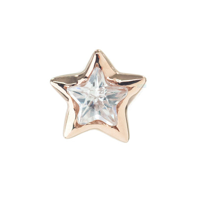 Star Bezel Threaded End in Gold with White CZ