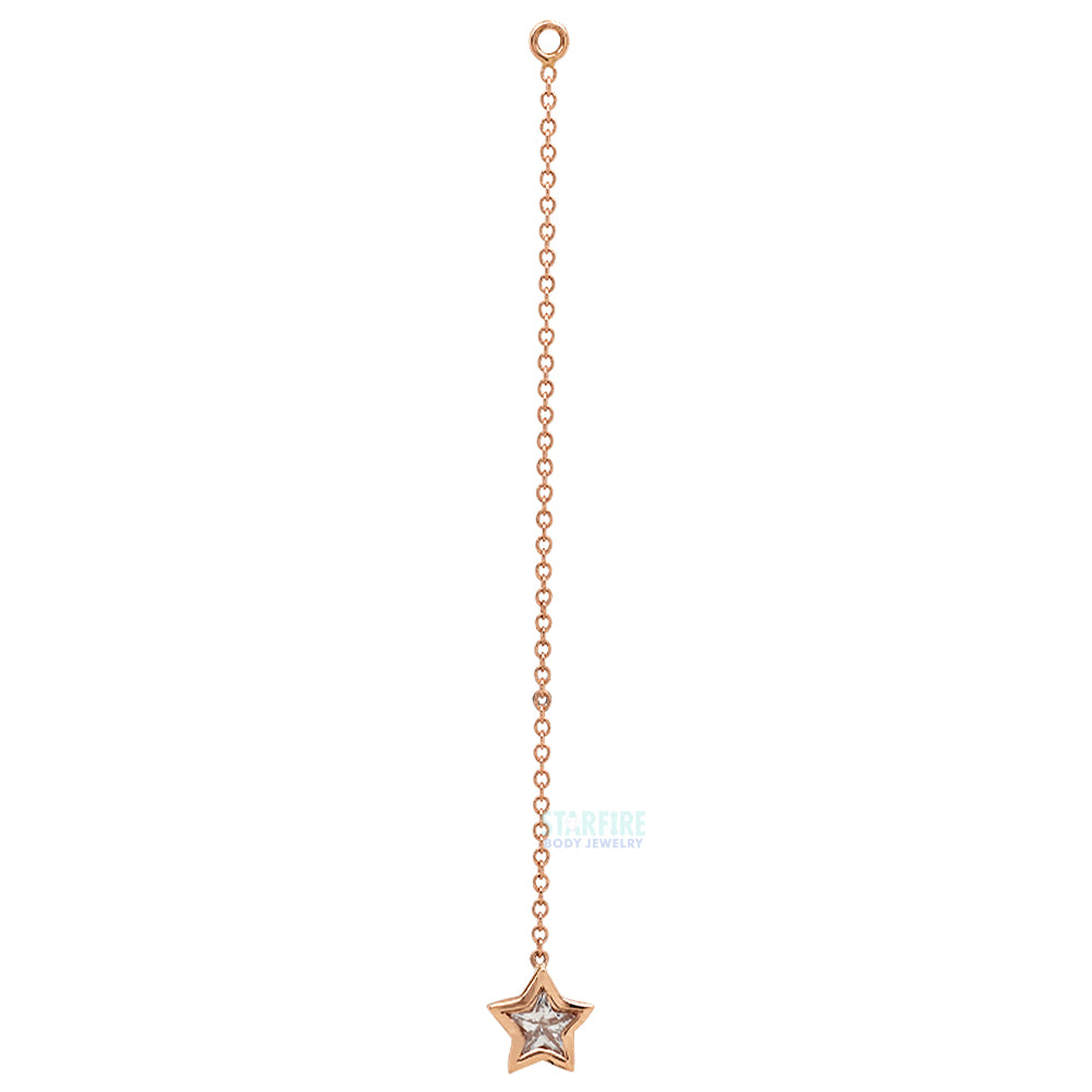 Star Bezel Chain Charm in Gold with White CZ