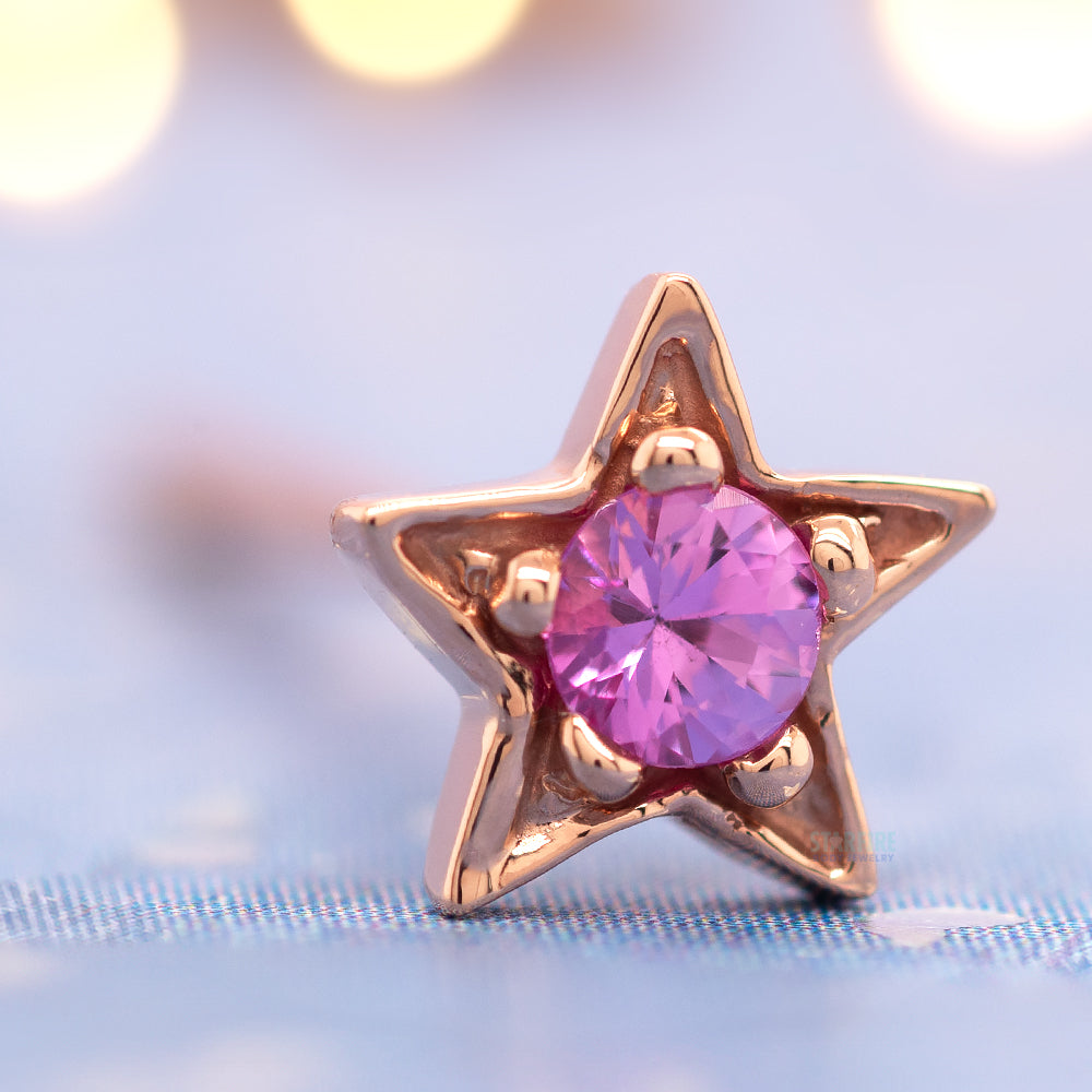 Concentric Star Nostril Screw in Gold & Platinum with Pink Tourmaline