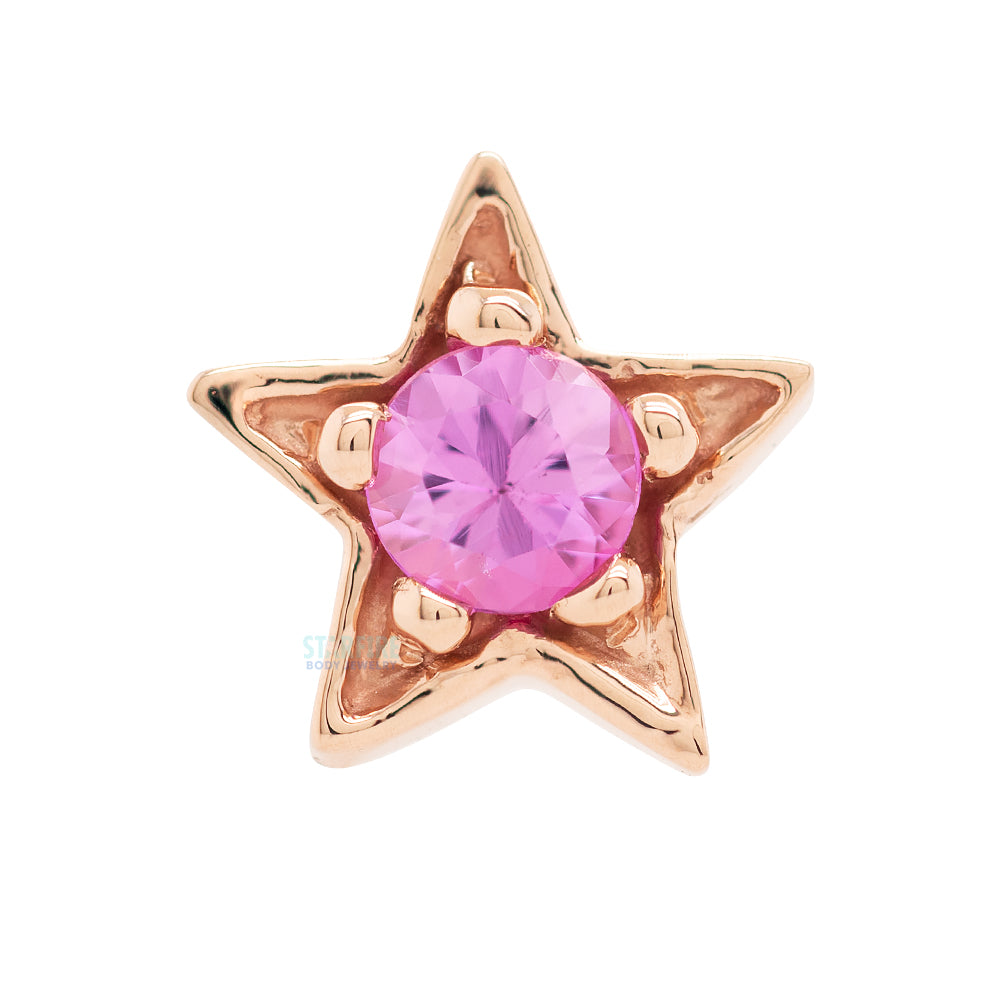 Concentric Star Nostril Screw in Gold with Pink Tourmaline