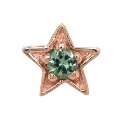 Concentric Star Threaded End in Gold with Seafoam Tourmaline