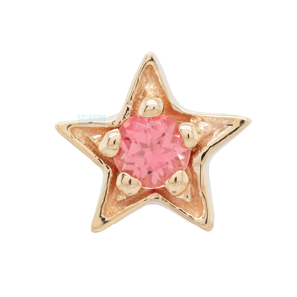 Concentric Star Threaded End in Gold with Padparadscha Sapphire