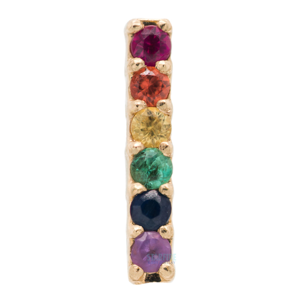 threadless: Rail Pin in Gold with Rainbow Gems