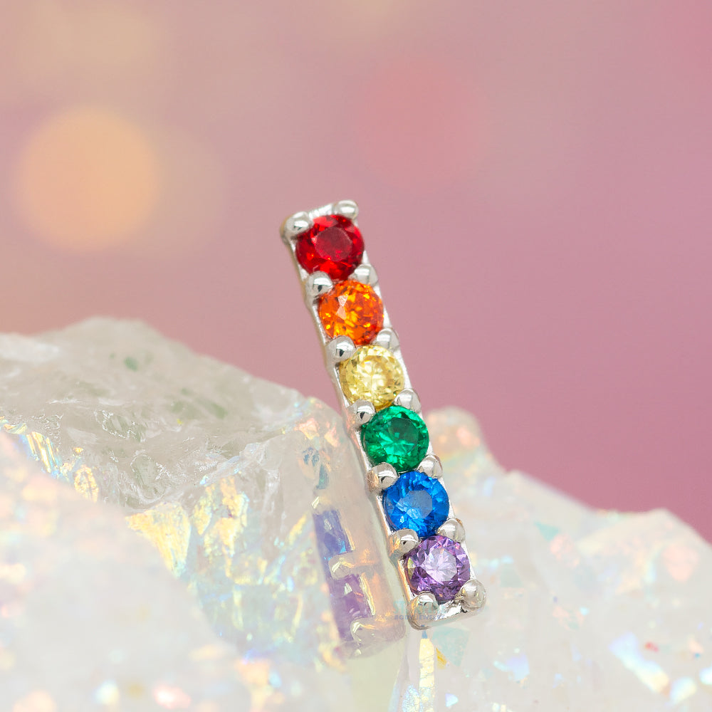 threadless: Rail Pin in Gold with Rainbow Gems